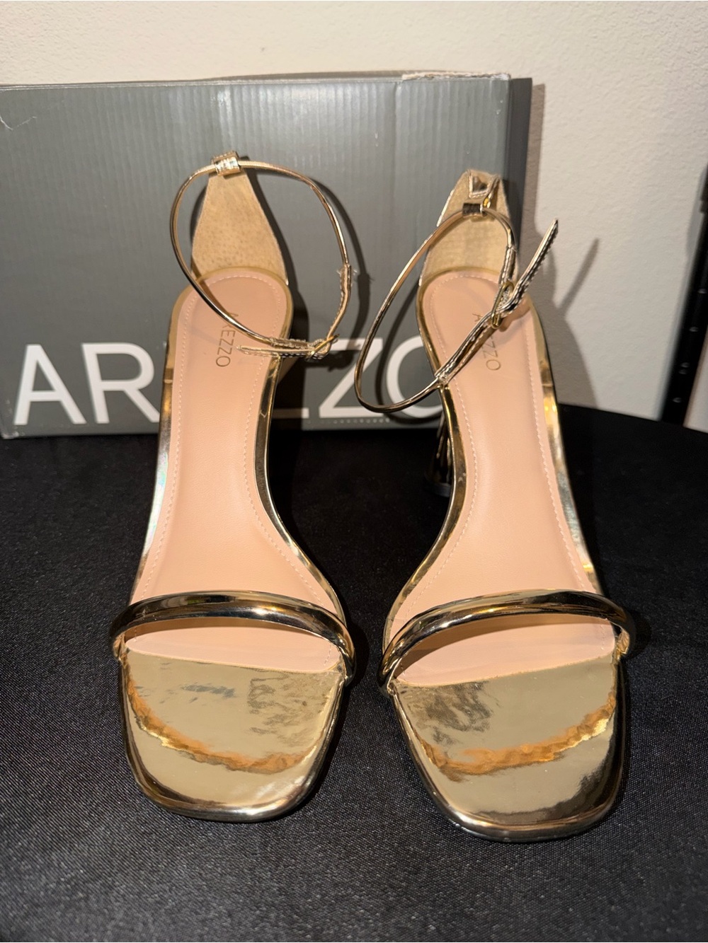 AREZZO 🌟 Gold Ankle-Strap Heels - Bombshell!